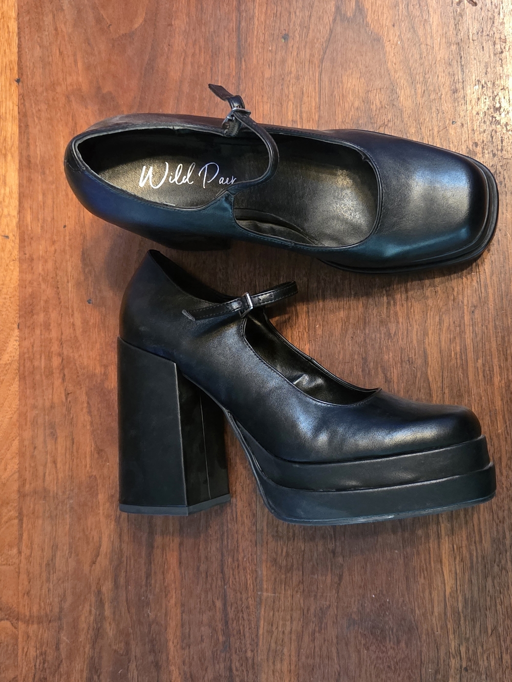 Wild Pair Black Platform Mary Jane Heels